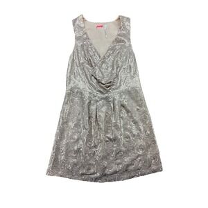 Free people Paris‎ Rock French Rose Gold sequin Plunge mini dress Size 2